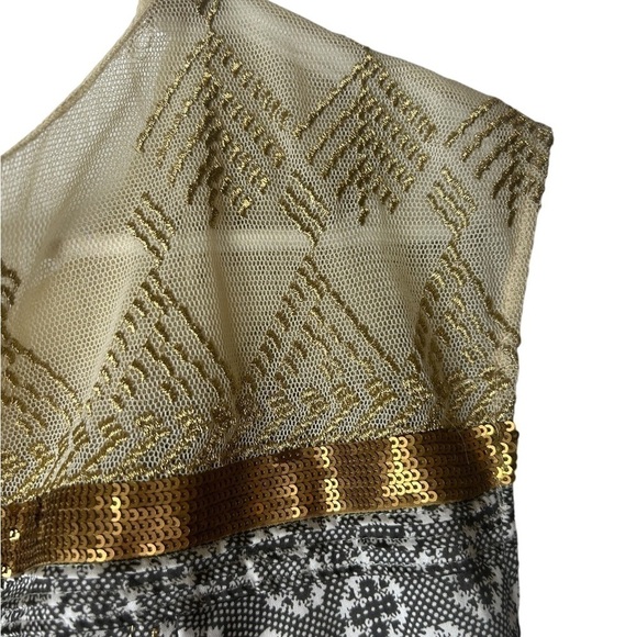 Anthropologie Floreat Gold Stream Sequin Trim Mesh Swing Blouse Size Small - Picture 11 of 16